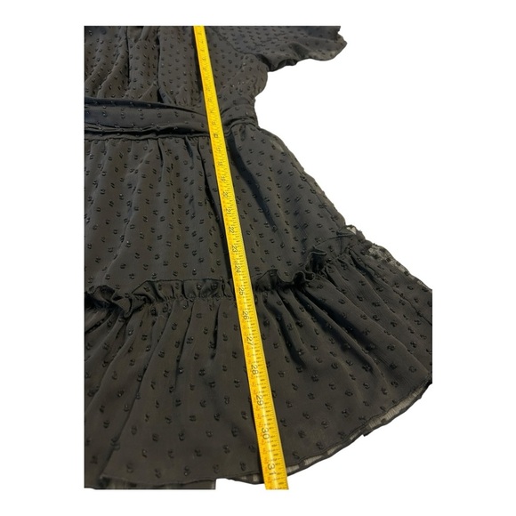 ZARA dotted mesh black v-neck sheet short sleeve mini elegant dress size M - Picture 8 of 9